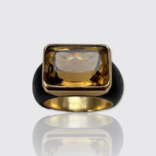 Load image into Gallery viewer, Vintage Citrine, Wood &amp; Gold Statement Ring