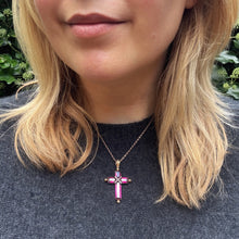 Load image into Gallery viewer, Victorian Garnet &amp; Diamond Cross Pendant