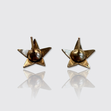 Load image into Gallery viewer, Victorian Pearl &amp; Diamond Star Earrings
