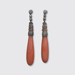Art Deco Angel Skin Coral Drop Earrings