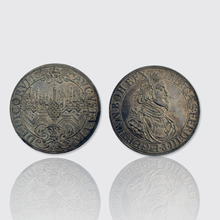 Load image into Gallery viewer, 17th Century Miniature Portrait with Mica Overlays in Screw-On Thaler