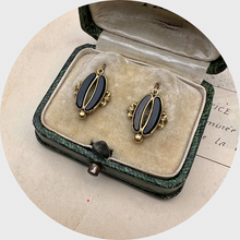 Load image into Gallery viewer, 19th Century Gold &amp; Onyx Earrings, Vatican Workshop