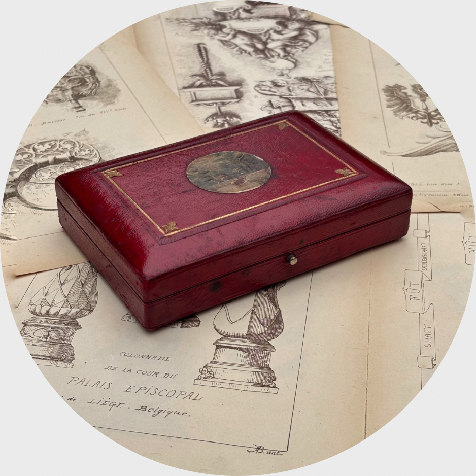 Antique Red Jewellery Travel Case with Miniature Painting