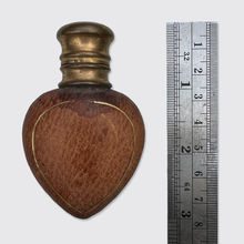 Load image into Gallery viewer, Antique Heart-Shaped Leather Lined Perfume Bottle