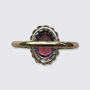 Victorian Pink Tourmaline & Diamond Cluster Ring