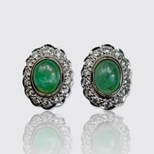 Load image into Gallery viewer, Vintage Emerald &amp; Diamond Cluster Earrings