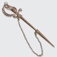 Load image into Gallery viewer, Rose Gold &amp; Diamond Sword Jabot Pin