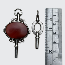 Load image into Gallery viewer, Two Silver Watch Key Pendants, including one set with Agate