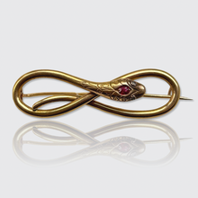 Load image into Gallery viewer, Victorian Ruby &amp; Diamond Snake Brooch