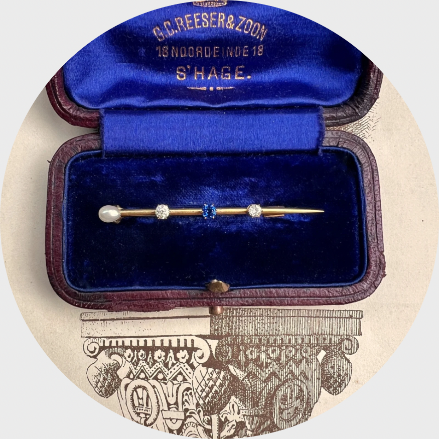 Victorian Pearl, Sapphire & Diamond Nail Brooch