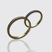Load image into Gallery viewer, Pair of Two 18k Gold Blue Enamel Rings