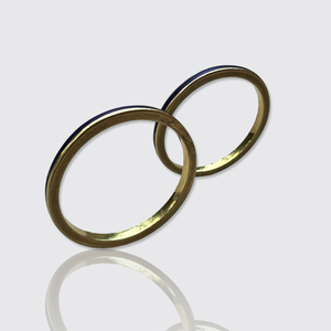 Pair of Two 18k Gold Blue Enamel Rings