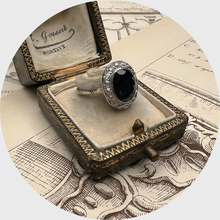 Load image into Gallery viewer, Platinum Art Deco Style Ring with Sapphire and Diamonds
