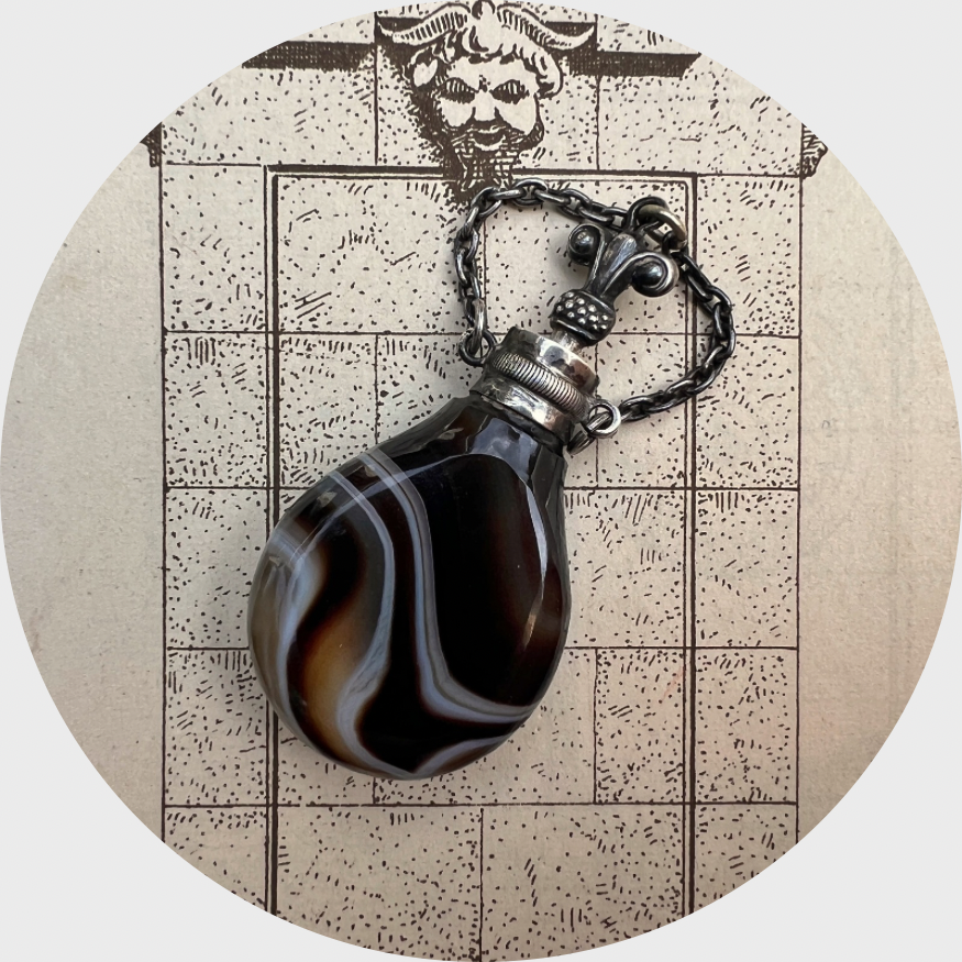 Banded Agate & Silver Perfume Flask