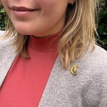 Load image into Gallery viewer, Enamel Crescent Moon Brooch by Krementz