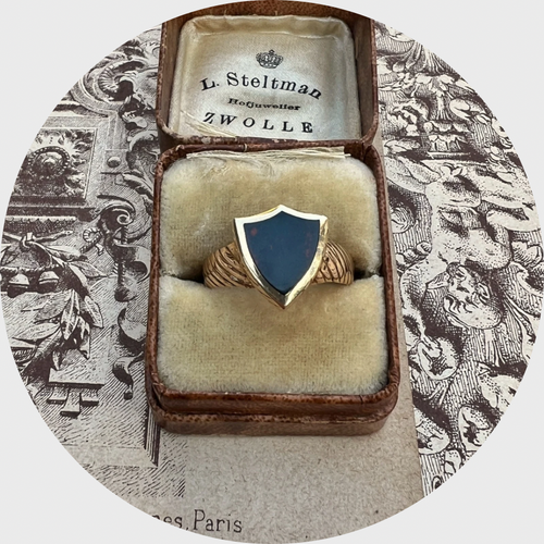 Victorian Bloodstone Shield Signet Ring