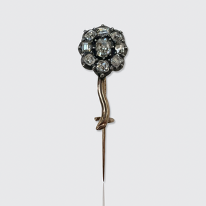 Victorian Antique-Cut Diamond Flower Lace Pin