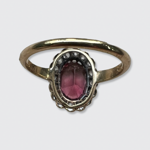Victorian Pink Tourmaline & Diamond Cluster Ring