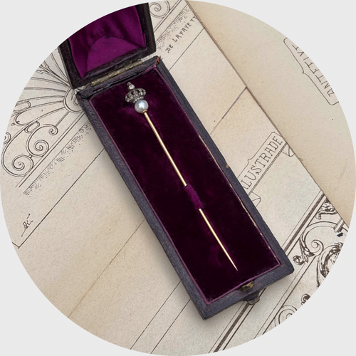 Victorian Crowned Pearl Stickpin