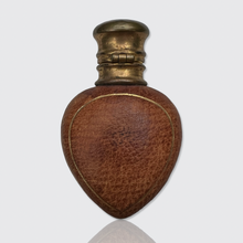 Load image into Gallery viewer, Antique Heart-Shaped Leather Lined Perfume Bottle