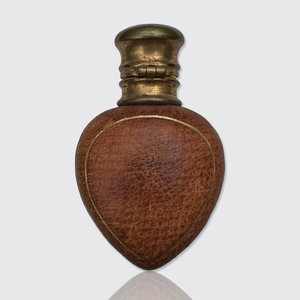 Antique Heart-Shaped Leather Lined Perfume Bottle