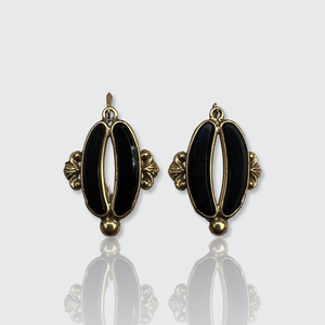 19th Century Gold & Onyx Earrings, Vatican Workshop