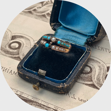 Load image into Gallery viewer, Victorian era Turquoise &amp; Pearl Crossover Ring