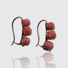 Load image into Gallery viewer, Victorian Coral Rose Earrings, Gueudet
