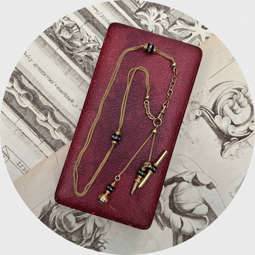 Victorian 18k Gold Watch Chain with Watch Keys and Fob
