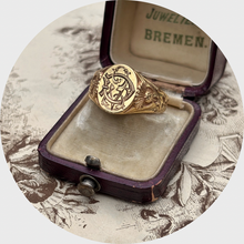 Load image into Gallery viewer, Antique French Signet Monogram Ring