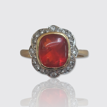 Load image into Gallery viewer, Vintage Fire Opal &amp; Diamond Cluster Ring