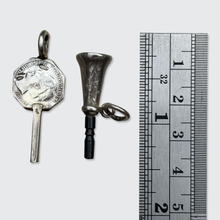 Load image into Gallery viewer, Two Silver Watch Key Pendants, including a Wilhelmina Key