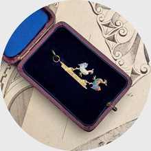 Load image into Gallery viewer, 19th Century Enameled Fighting Roosters Novelty Pendant