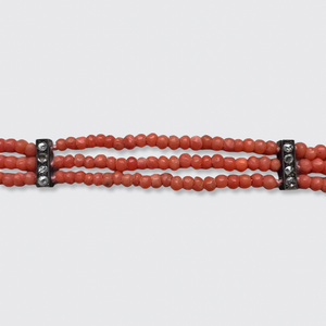 Vintage Coral & Rose-Cut Diamond Cameo Bracelet