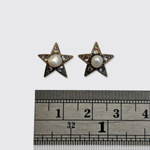 Load image into Gallery viewer, Victorian Pearl &amp; Diamond Star Earrings