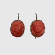 Load image into Gallery viewer, Georgian Coral Cameo Earrings