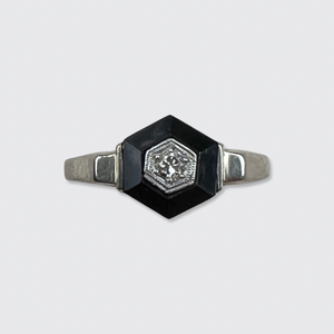 Art Deco Onyx & Diamond Target Ring