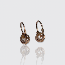 Load image into Gallery viewer, Antique Petite 18k Rose Gold &amp; Diamond Dormeuse Earrings