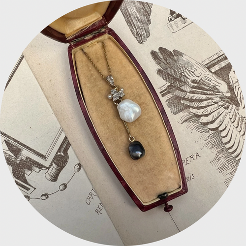 Victorian Pearl & Diamond Drop Pendant