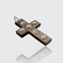 Load image into Gallery viewer, Victorian Goldstone Micro Mosaic Grand Tour Cross Pendant