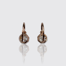 Load image into Gallery viewer, Antique Petite 18k Rose Gold &amp; Diamond Dormeuse Earrings