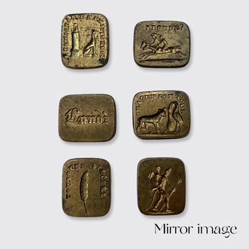 【アンティーク オブジェ】ブロンズ製 大小2個セット 刻印シール有 希少品 Victorian Wax Seal Travel Etui with Six Seals – 21stfinds