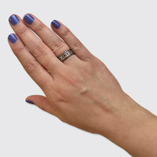 Load image into Gallery viewer, Pair of Two 18k Gold Blue Enamel Rings