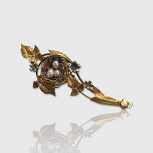 Load image into Gallery viewer, 19th Century Victorian &amp; Pearl Bird's Nest Brooch