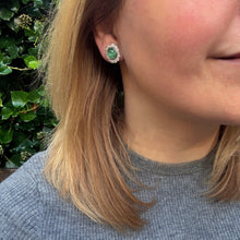Load image into Gallery viewer, Vintage Emerald &amp; Diamond Cluster Earrings