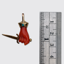 Load image into Gallery viewer, Victorian Coral Dagger in Hand Pendant, Stickpin Conversion