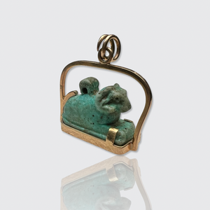 Egyptian Revival Faience Khnum Ram's Amulet Pendant