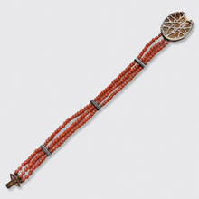 Load image into Gallery viewer, Vintage Coral &amp; Rose-Cut Diamond Cameo Bracelet
