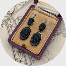 Load image into Gallery viewer, Victorian French Jet Day to Night Earrings