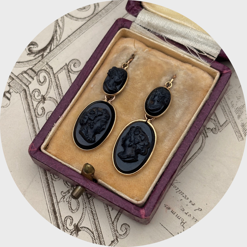 Victorian French Jet Day to Night Earrings